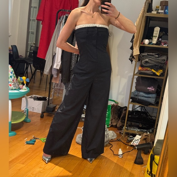 BNWT Zara navy and white wide leg jumpsuit - Picture 2 of 9